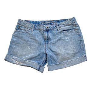 AMERICAN EAGLE Distressed Bleach Spattered Frayed Hem Denim Shorts Size 10